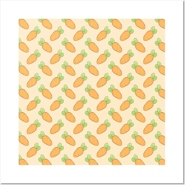 Cute Carrot Pattern for Vegan Wall Art by Irene Koh Studio